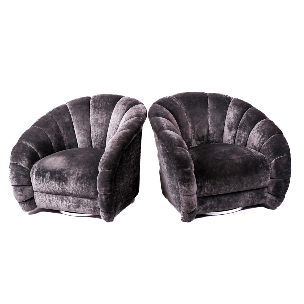 Pair of Modern Grey Upholstered Club Chairs (1 of 7)