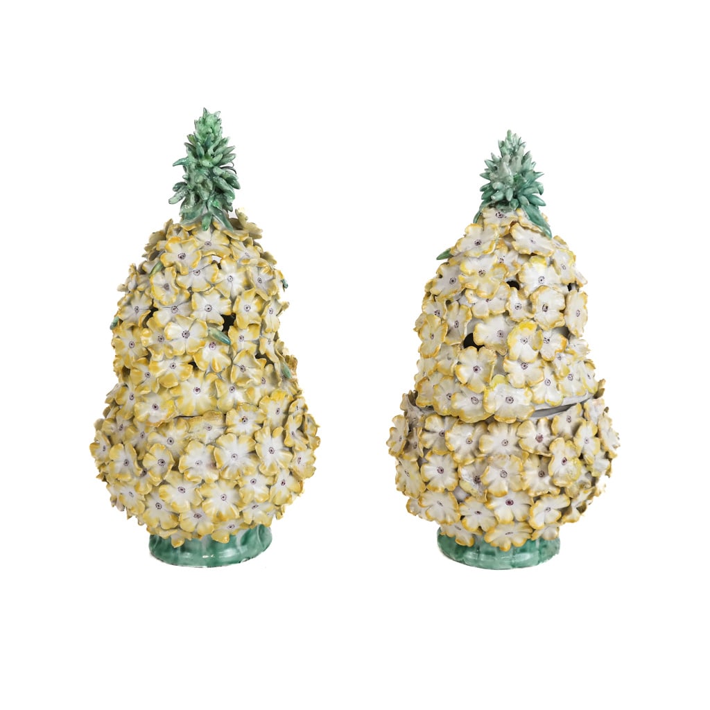 Pair of Paint-Decorated Porcelain Covered Boxes (1 of 10)