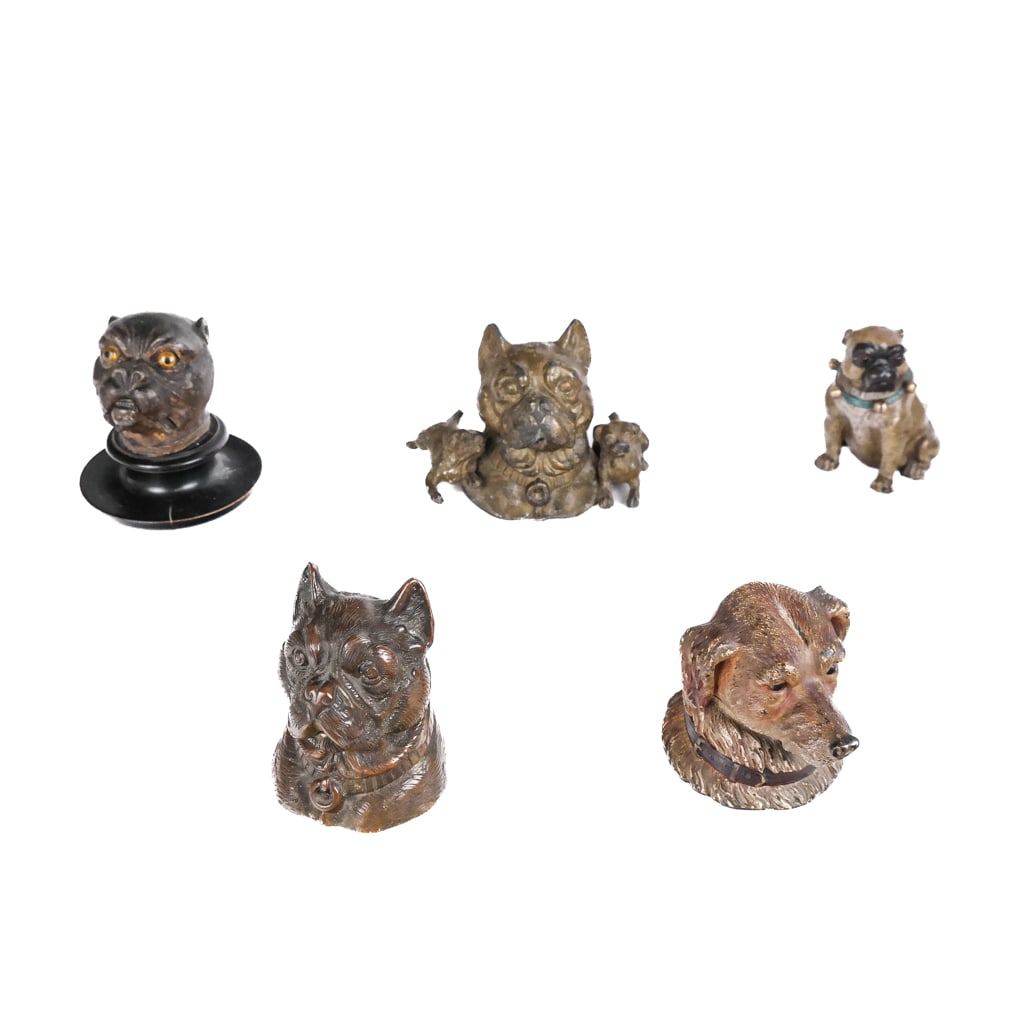 Painted Metal Novelty Dog-Form Inkwells (5) (1 of 10)