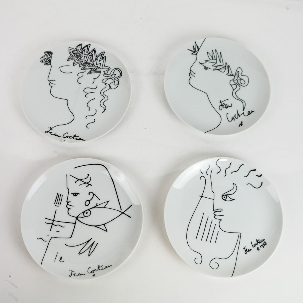 Four Jean Cocteau Limoges French Porcelain Plates (1 of 10)