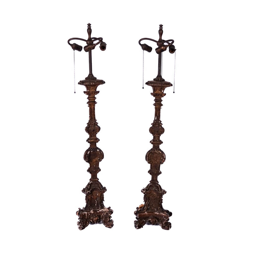 Pair of 18th C. Continental Wood Altar Lamps (1 of 8)