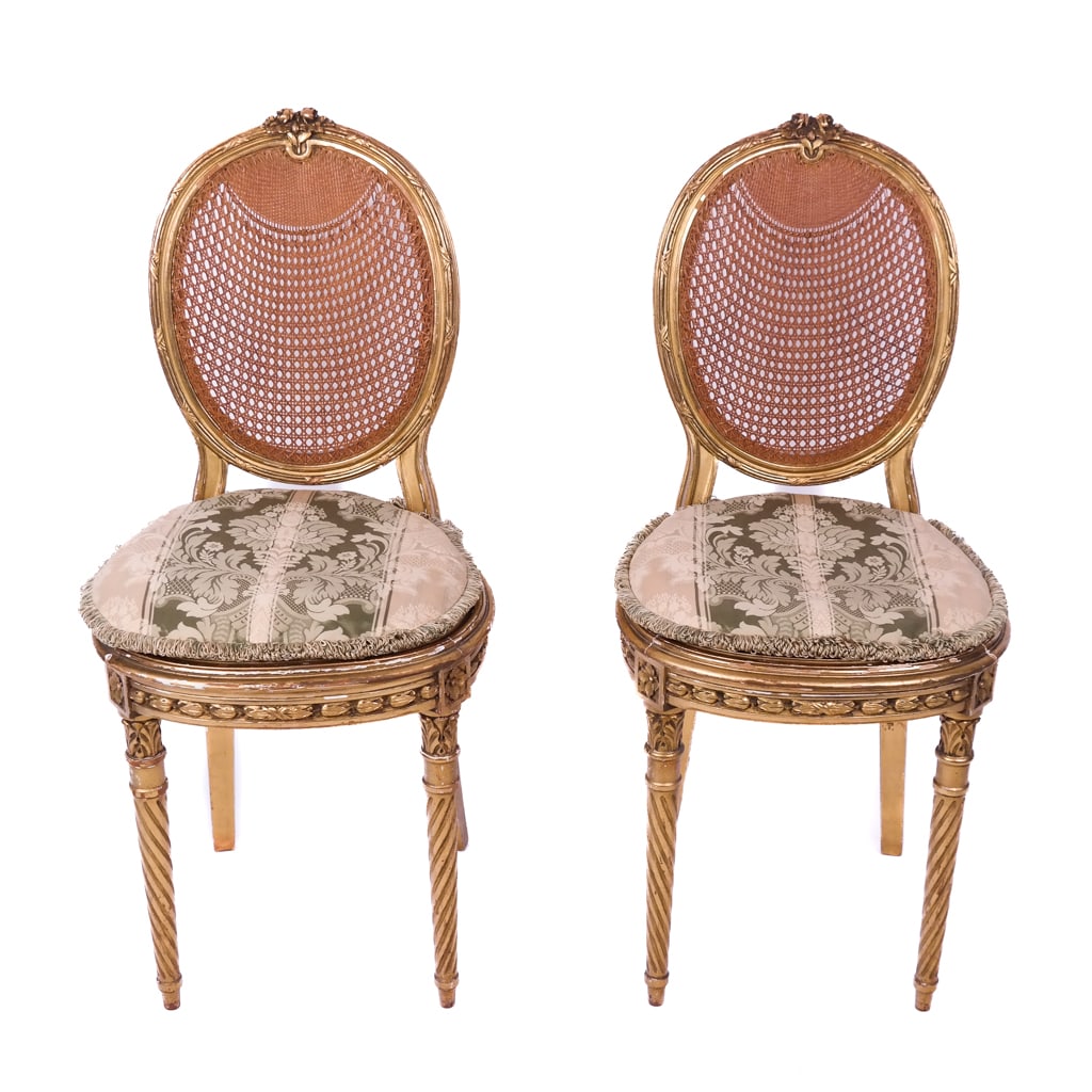 Pair of 19th C. French Caned Side Chairs (1 of 8)