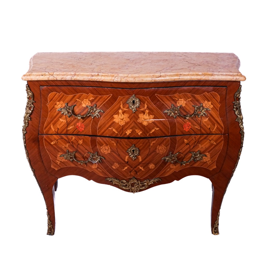 French-Style Marquetry Inlaid Commode (1 of 8)