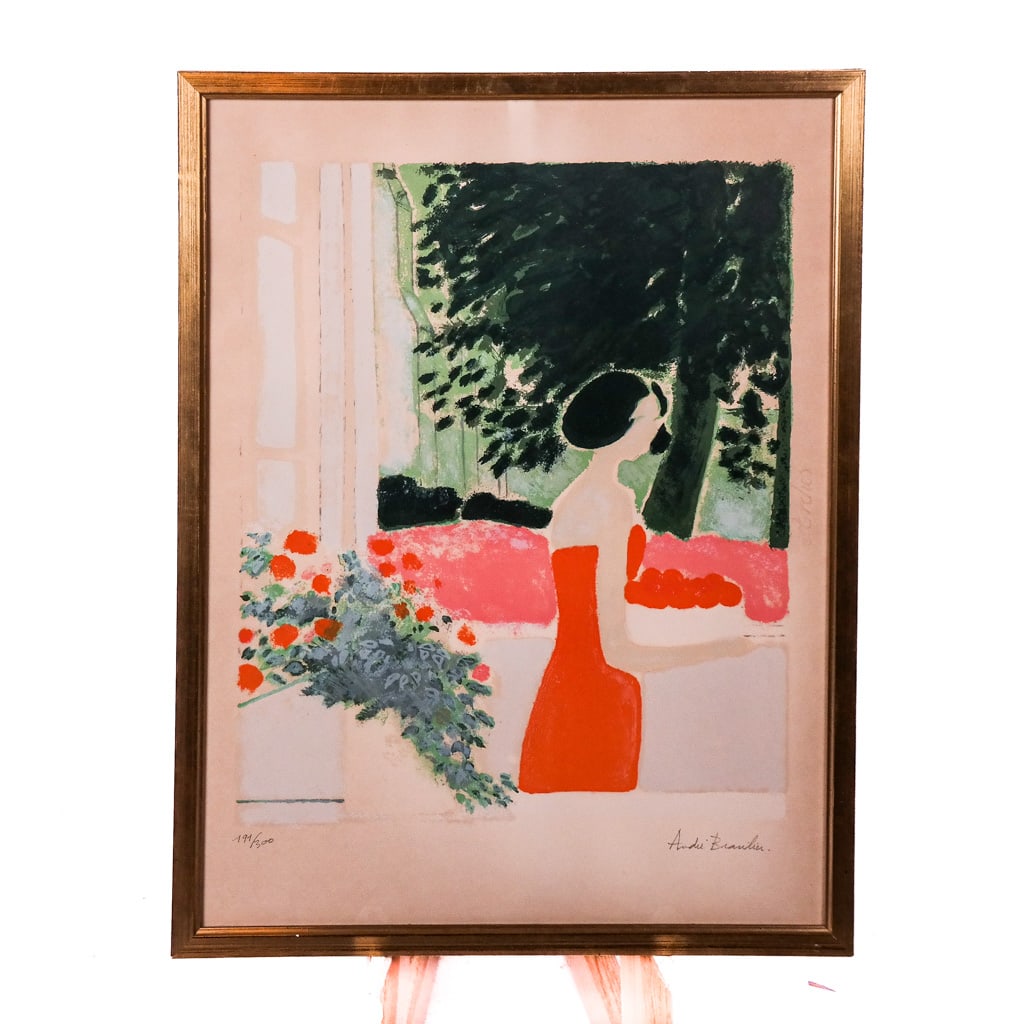 Andre BRASILIER: Lithograph - Woman by Flowers (1 of 8)
