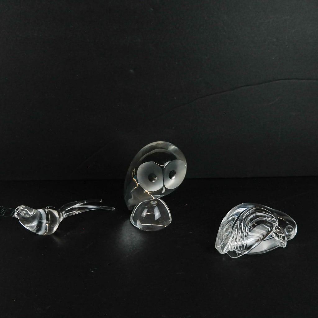 Steuben Clear Glass Bird Sculptures (3) (1 of 10)