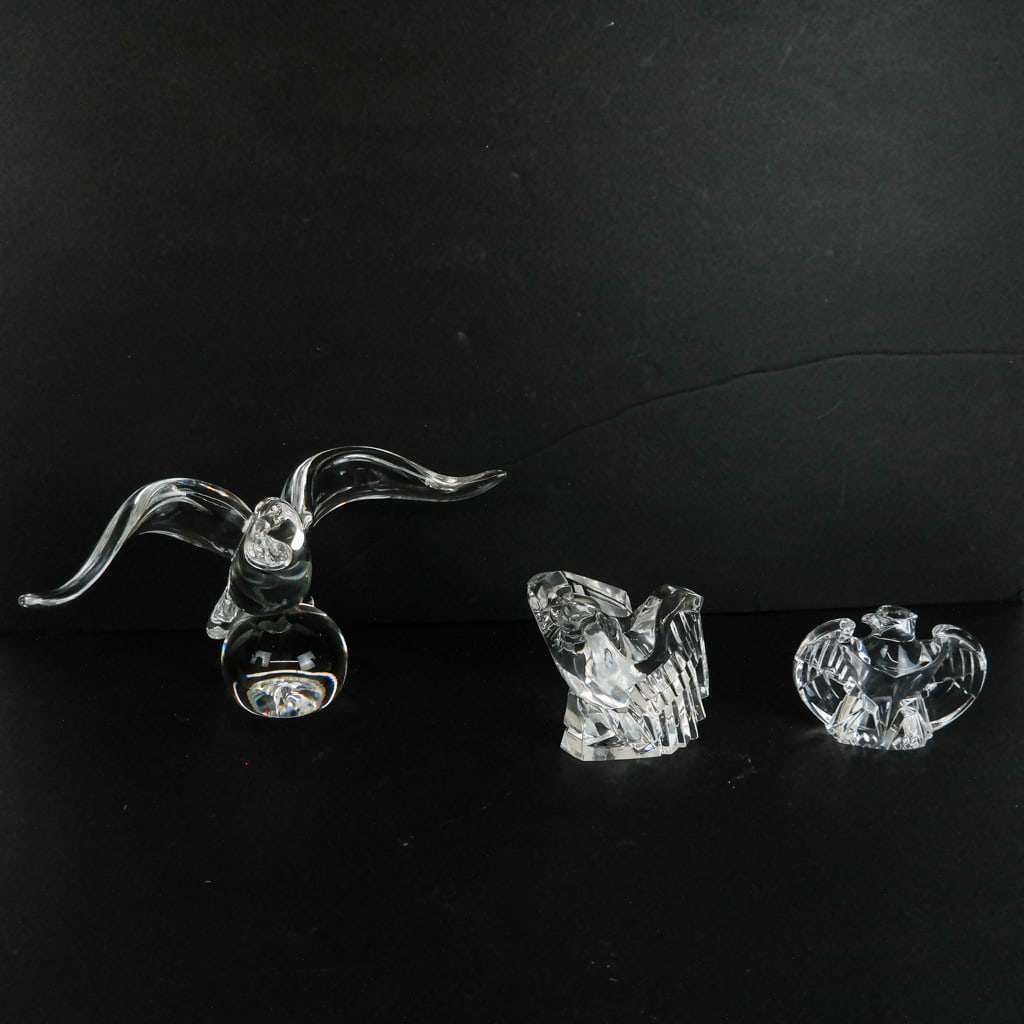 Steuben Clear Glass Bird Sculptures (3) (1 of 14)