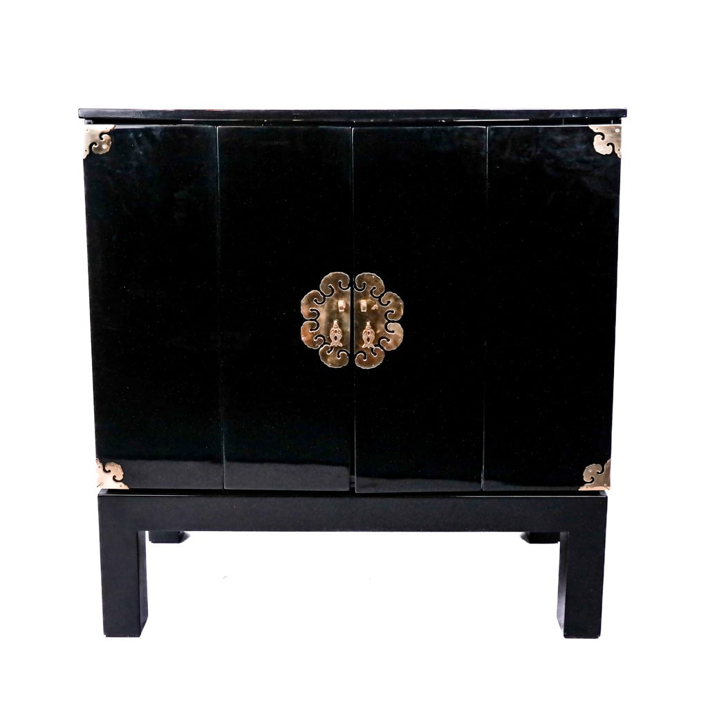 Chinoiserie Black Lacquer Bar Cabinet (1 of 11)
