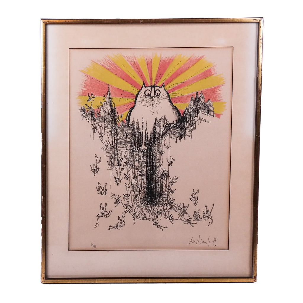 Ronald SEARLE: Towering Cat - Lithograph (1 of 8)