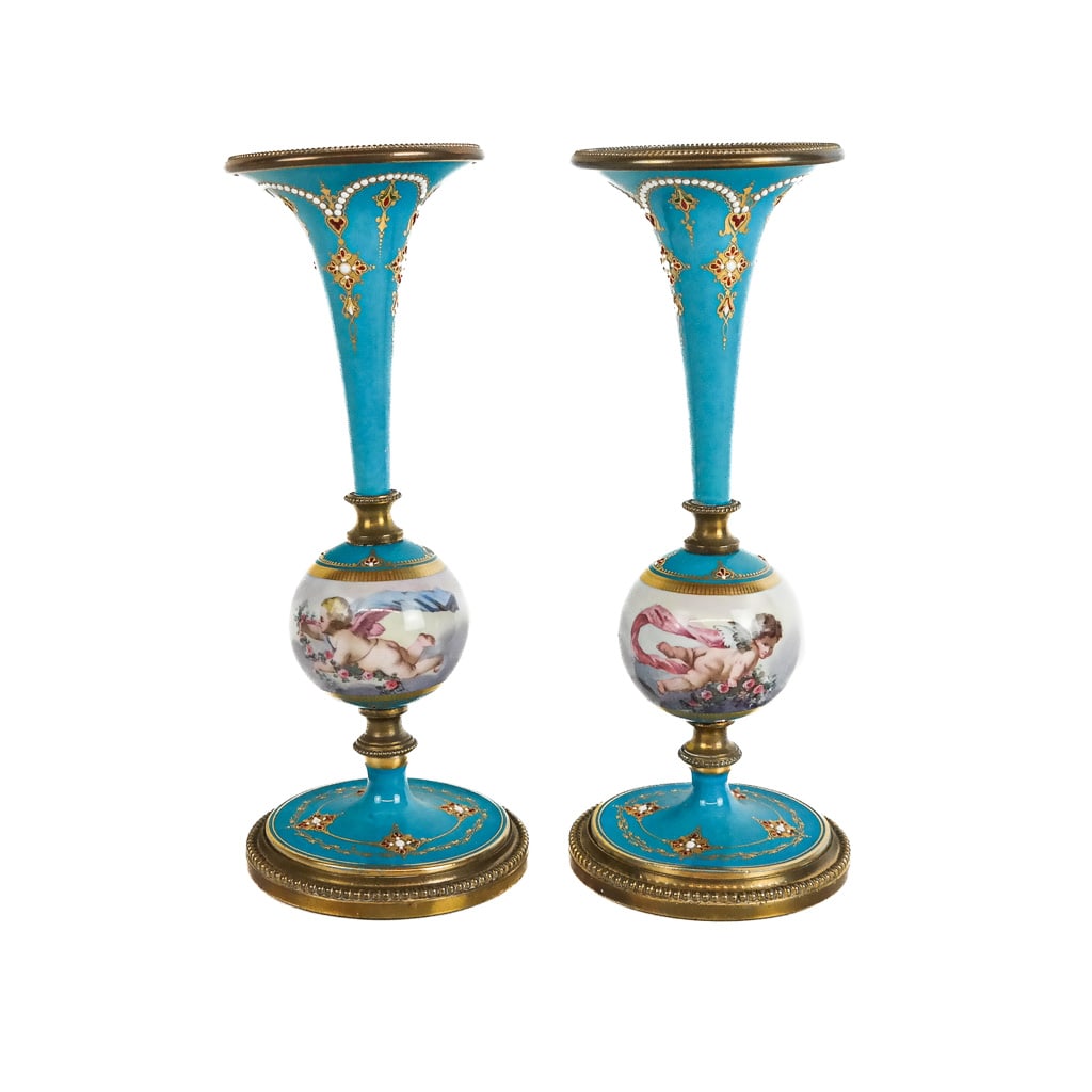 Pair of Louis XVI-Style Porcelain Vases (1 of 7)