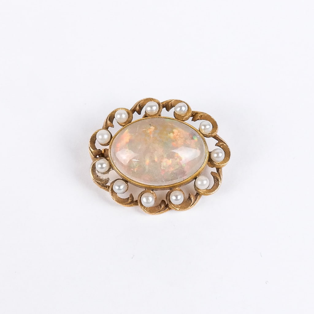14K Gold, Opal & Pearl Pin (1 of 5)