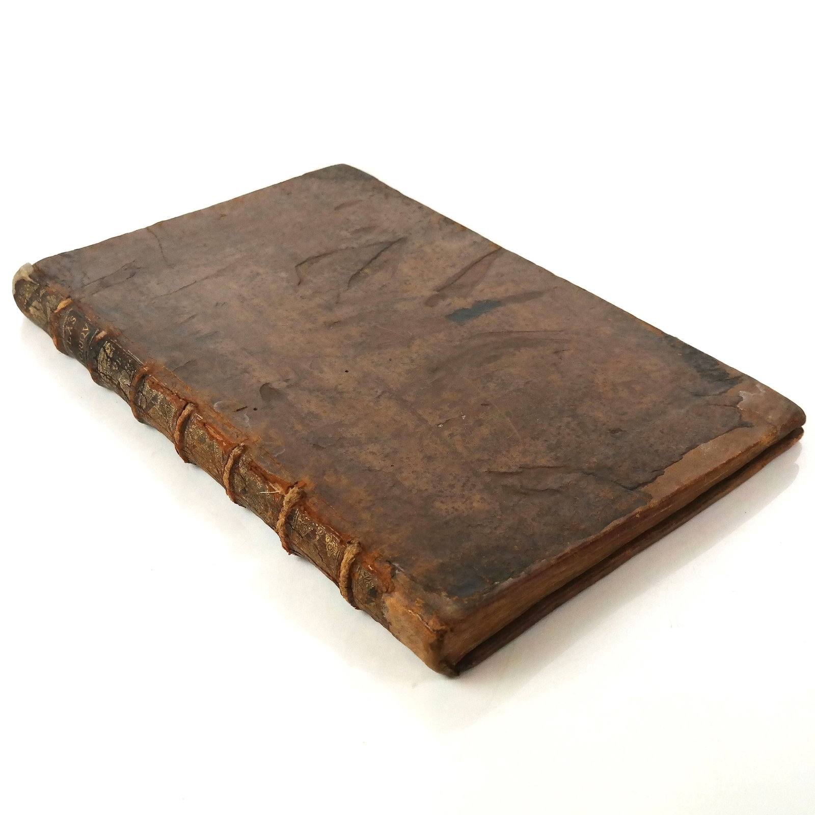 "L'Atlas Historique" Book, Circa 1720: Historic atlas of the world, in gilt embossed leather binding, attributed to Henri Chatelain, in French text, comprising an overview of royal families, world countries and a chronology of the world. T