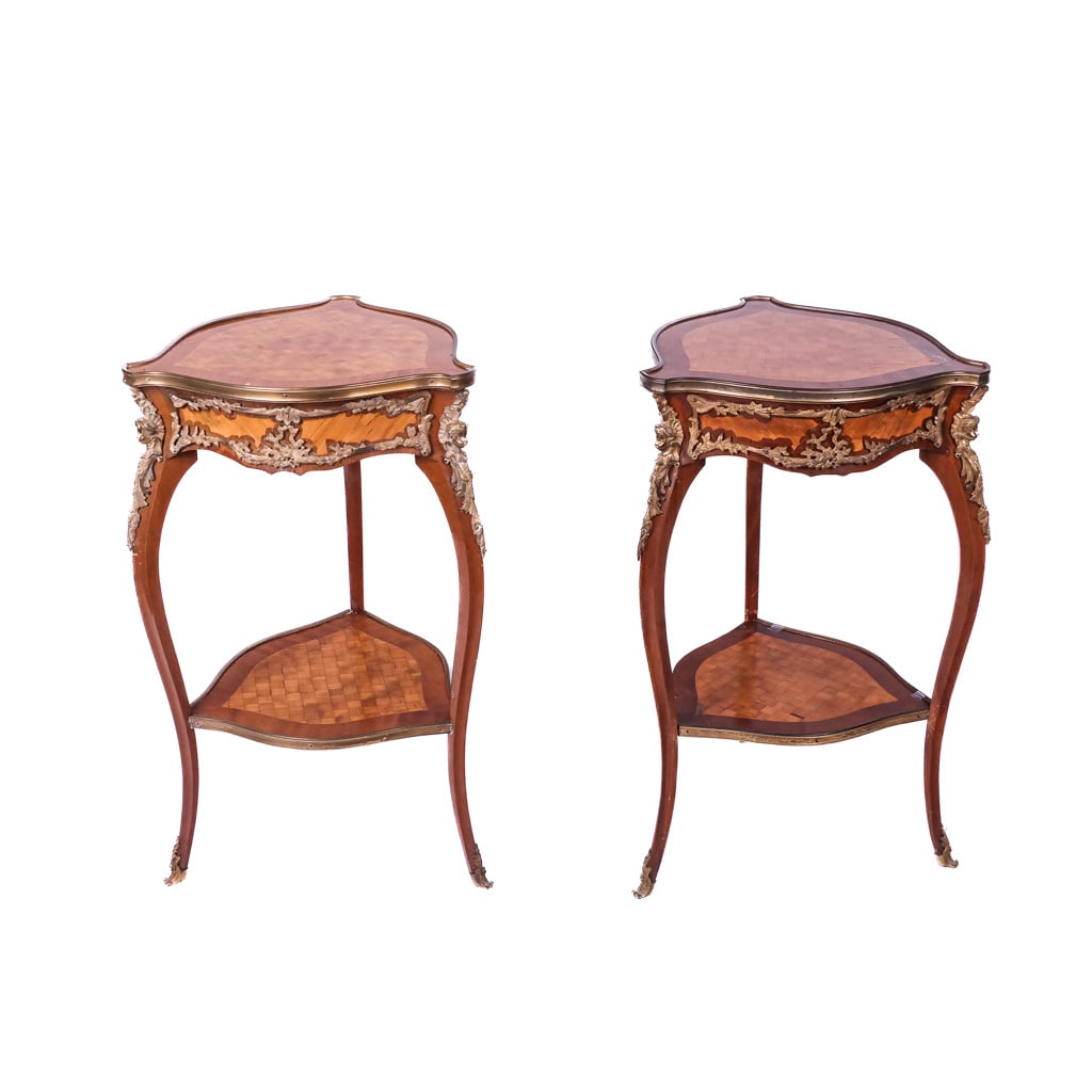 Pair of Antique French Gilt Bronze Mounted Side Tables (1 of 11)