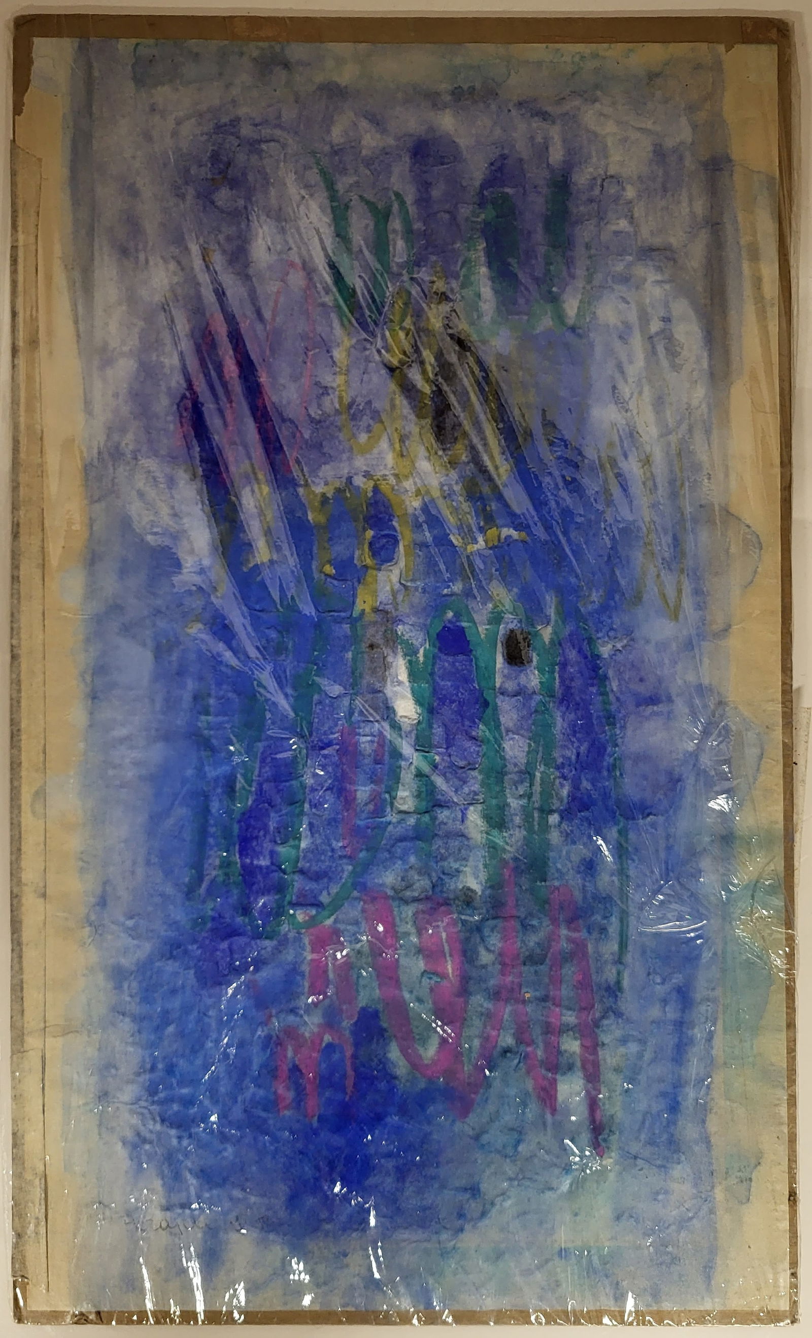 Frans KRAJCBERG: Mixed Media on Paper: Frans Krajcberg (Polish/Brazilian, 1921-2017) Mixed media, watercolor and tempera pigment on paper. Signed lower left. Unframed. [19 1/8 x 11 3/8]. Process-related wrinkling/puckering to sheet, adhesi