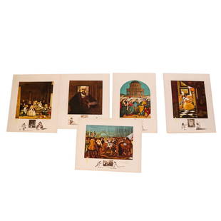 Salvador DALI: "Changes in Great Masterpieces" - 5: Five color limited edition etchings from Salvador Dali (Spanish, 1904-1989) "Changes in Great Masterpieces" series, pencil signed and numbered (non sequential) out of 350 editions. Includes: Rembrandt