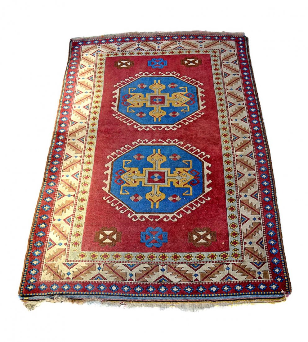 Eastern Anatolia Wool Rug: Geometric Kars rug. 62" x 89". Good vintage condition.
