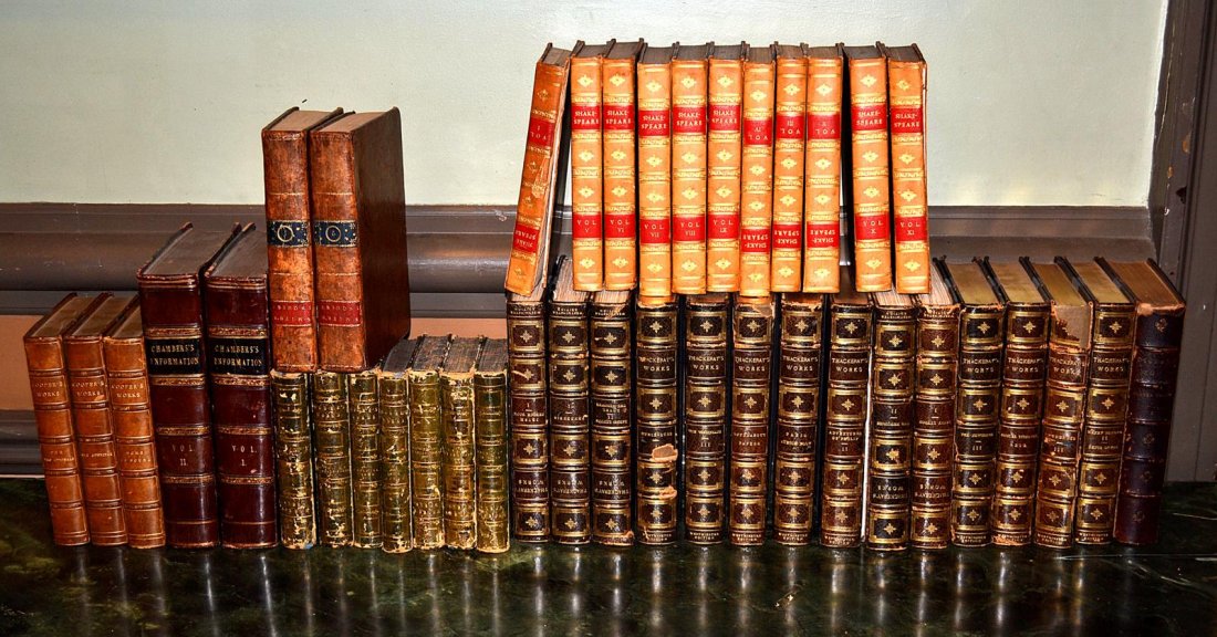 Books: Multi-Volume 18th & 19th C. Sets [41 Total]: Includes: set of 7 "The Poetical Works of Thomas Moore," London 1841; set of 11 "The Dramatic Works of William Shakespeare," London 1814; set of 3 "The Works of James Fenimore Cooper," Boston, [no dat