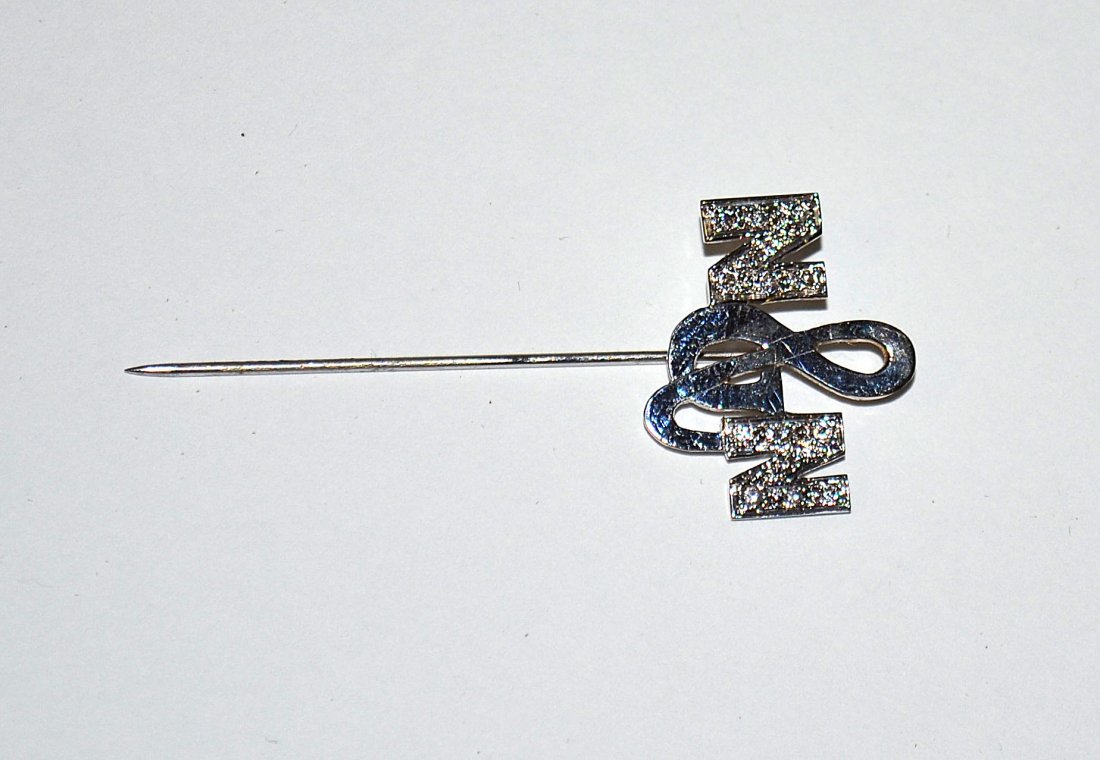 Nick & Nora 14k Pin: 14k stick pin initialed for "Nick & Nora". From the Estate of Arthur Laurents.