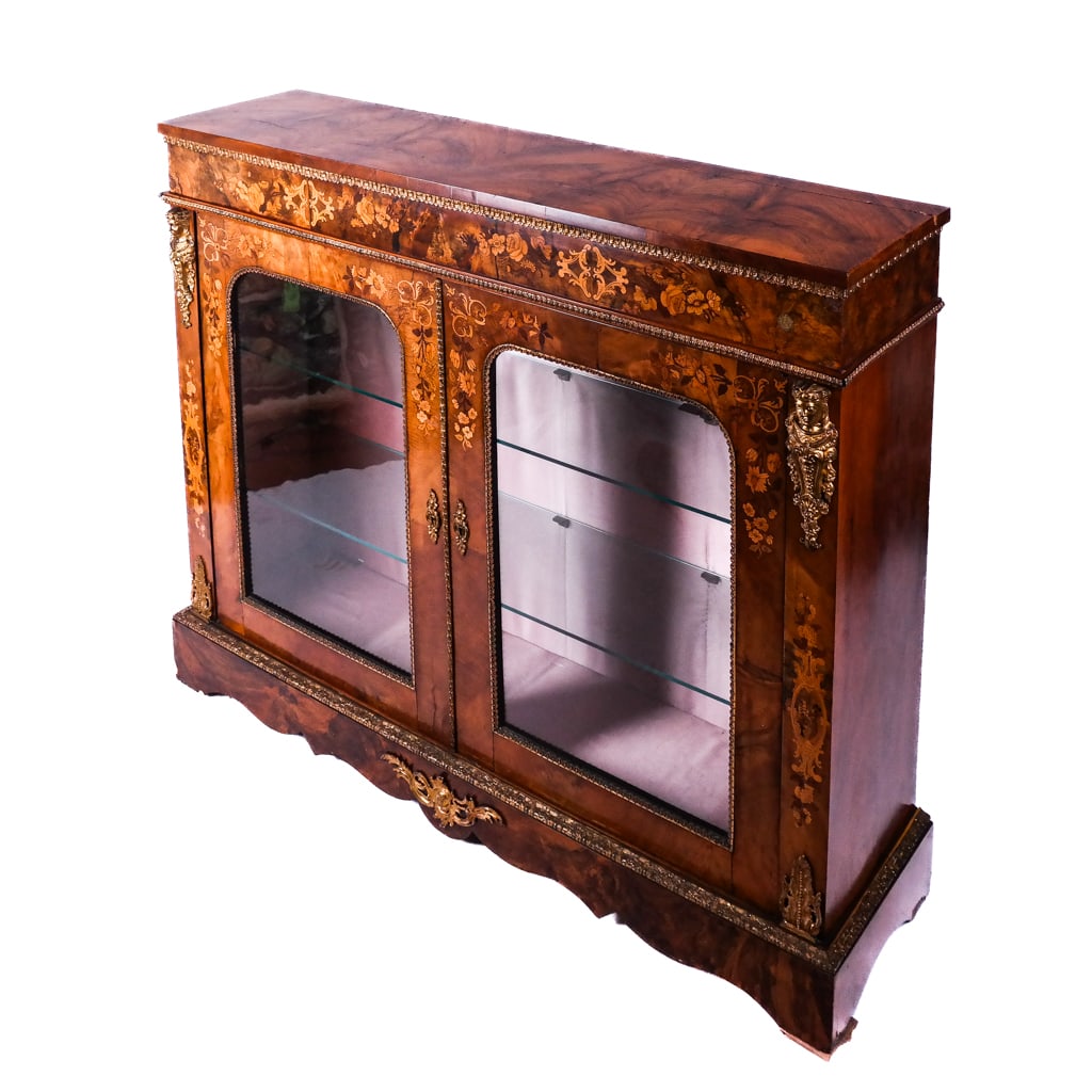 19th C. English Floral Inlaid Cabinet (1 of 15)