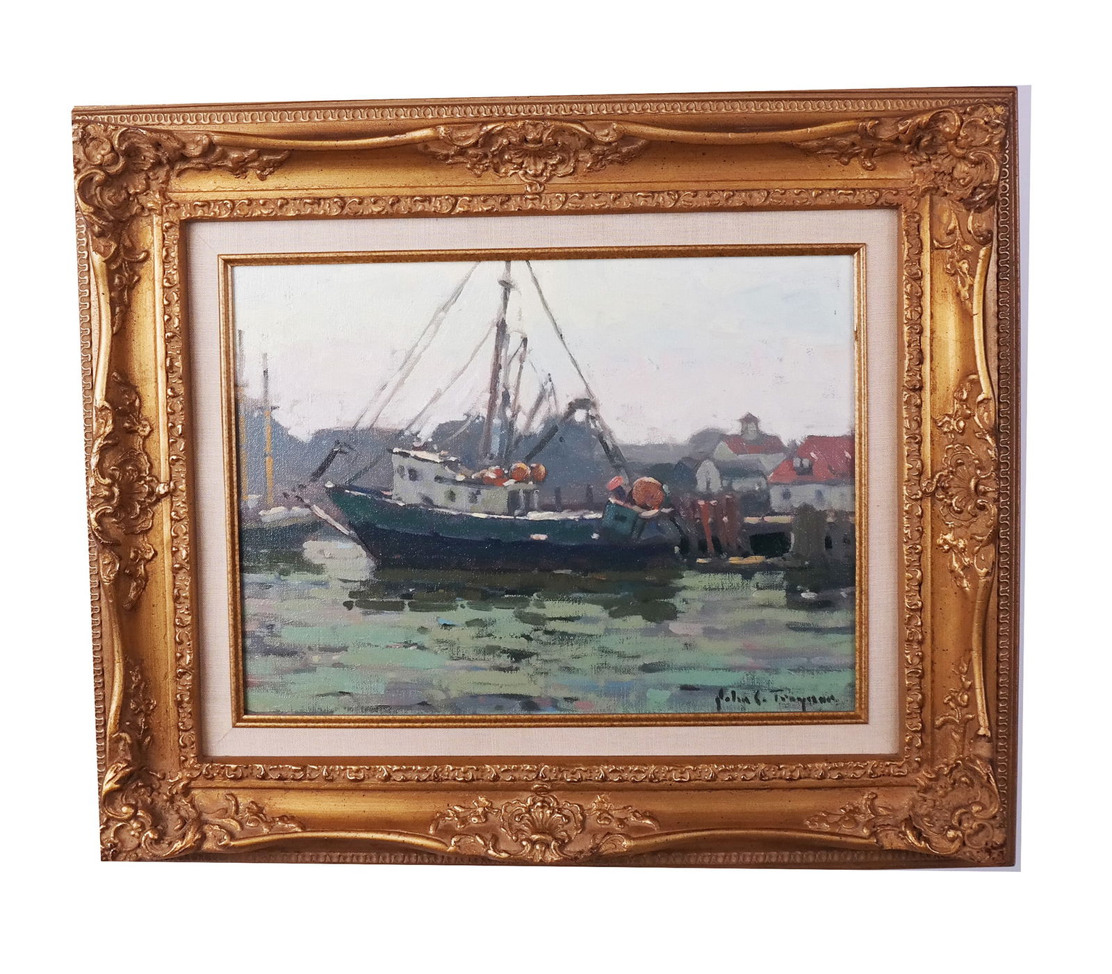 John C. TRAYNOR: Harbor Scene - Oil Painting (1 of 9)
