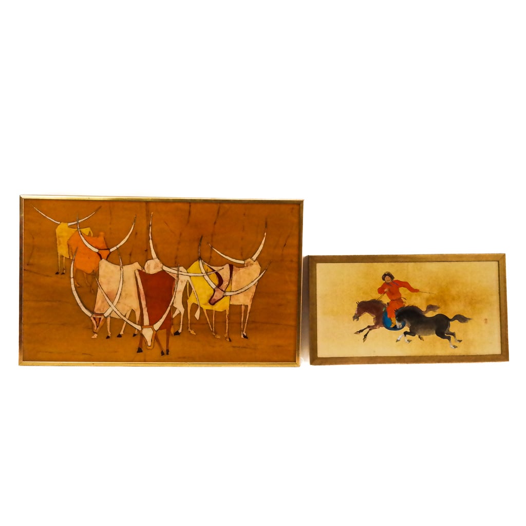 Two Works - Ink & Acrylic, Batik (1 of 10)