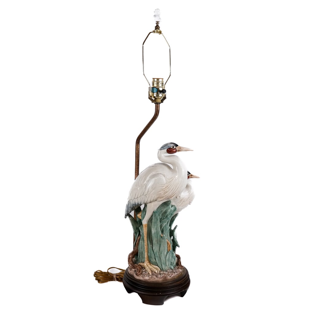 Porcelain Crane Group Table Lamp (1 of 16)