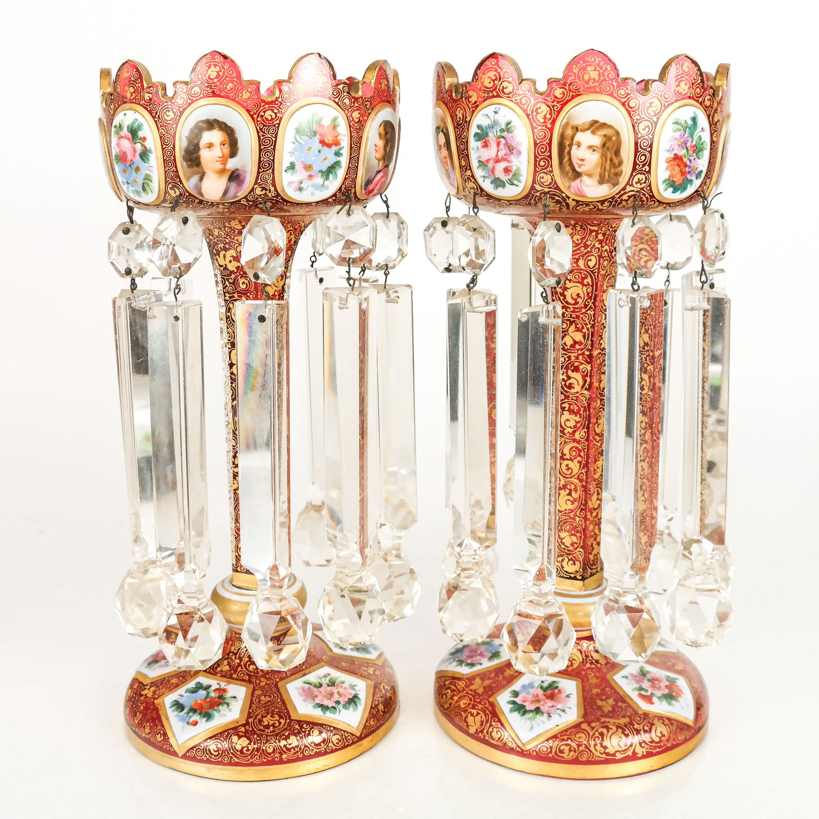 Pair of Bohemian Cranberry Glass Lustres (1 of 16)