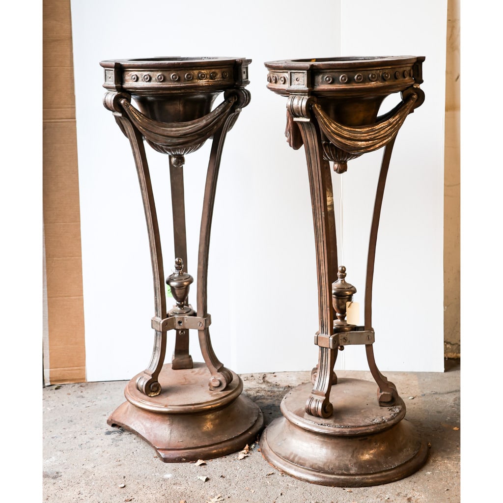 Large Pair of Cast Iron Athenienne Stands (1 of 6)