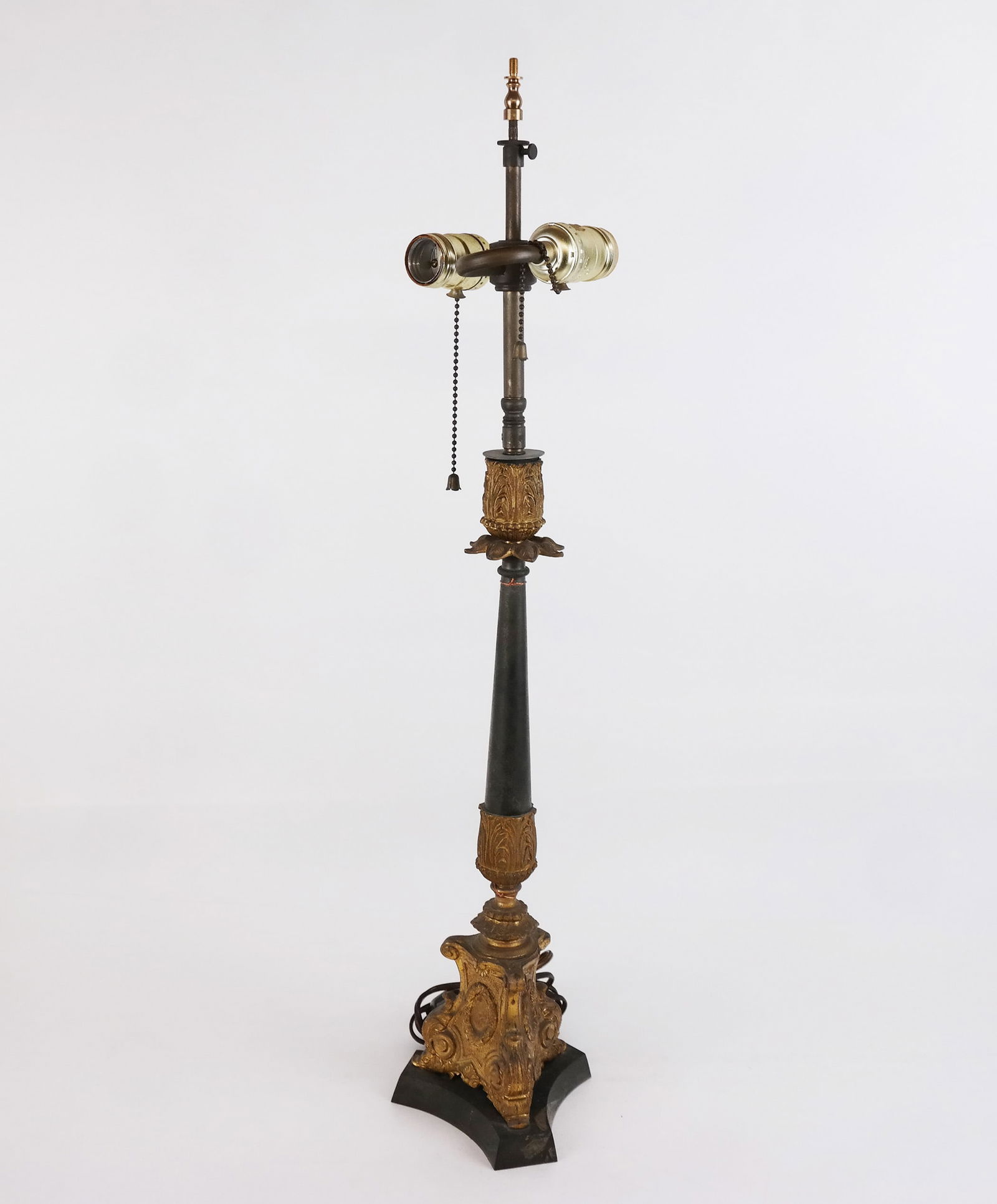 Baroque-Style Parcel Ebonized Candlestick Lamp (1 of 7)