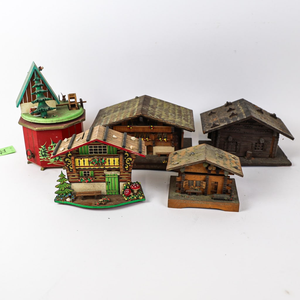 Group of Vintage Alpine Chalet Music Boxes (1 of 8)