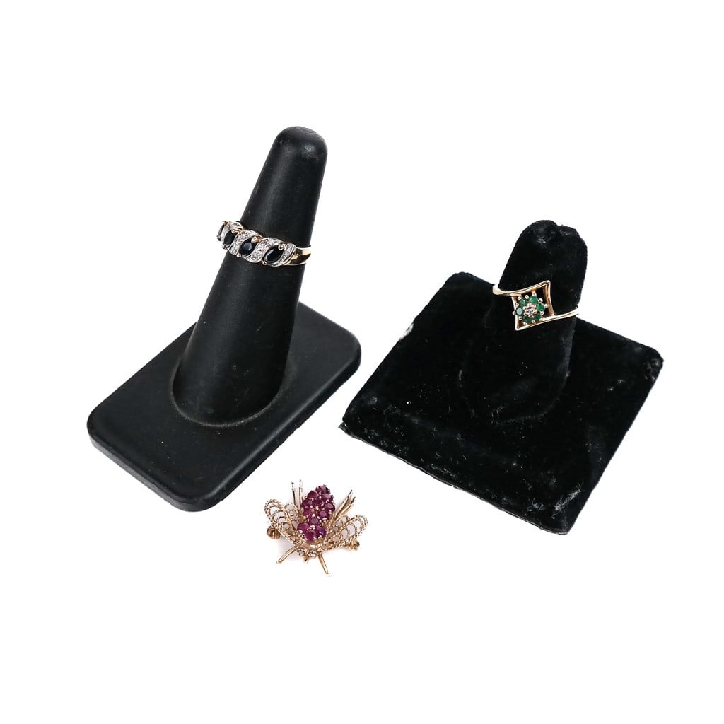 Two 14K Gold Rings and a Fly Pin (1 of 12)