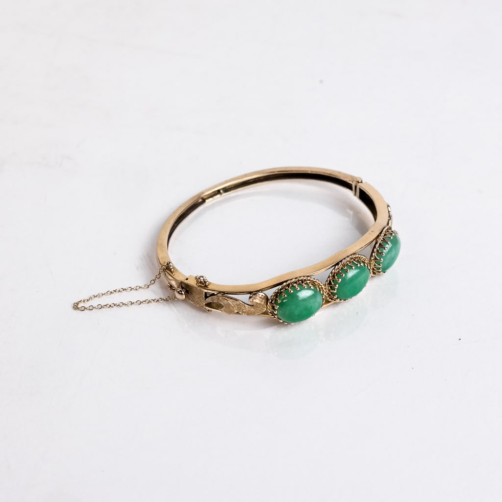 14K Gold & Green Stone Bracelet (1 of 6)