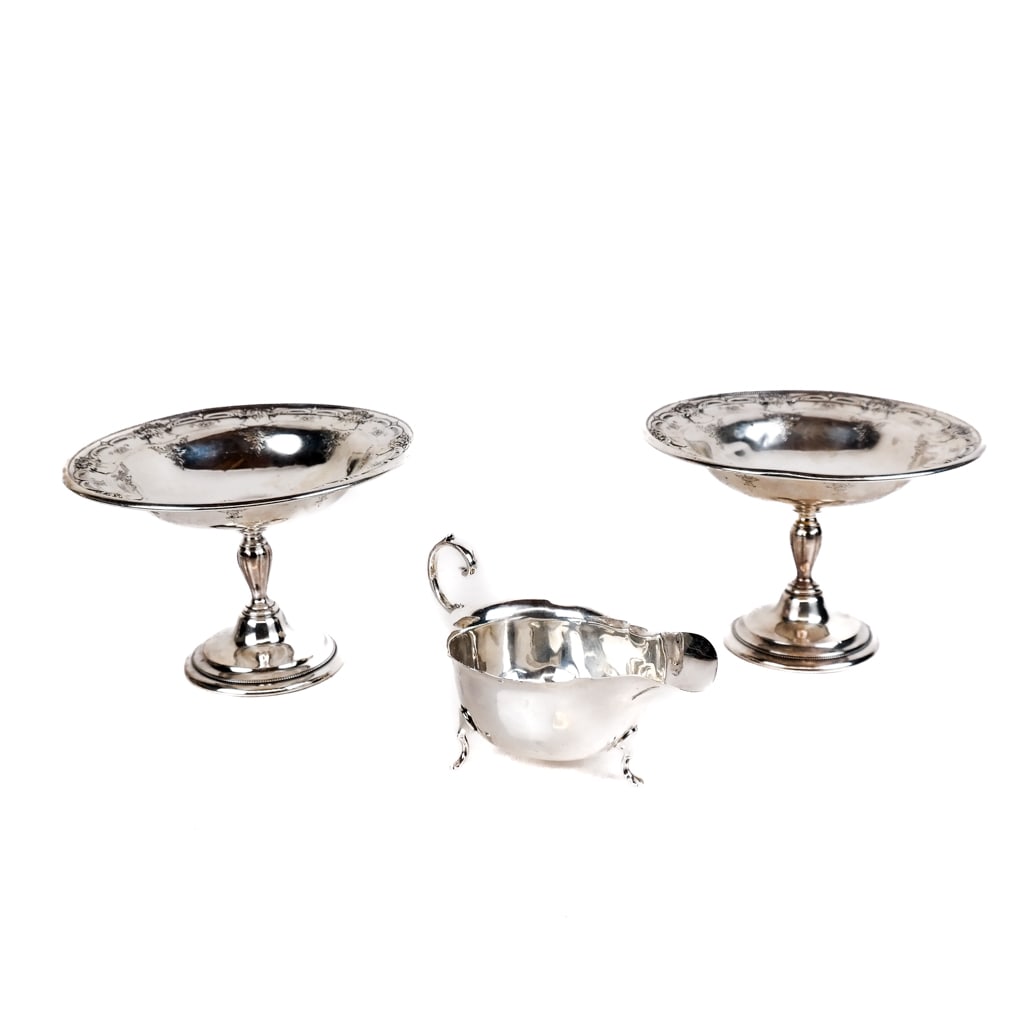 Pair of Sterling Silver Tazza and a Creamer (1 of 10)