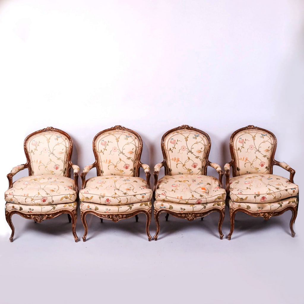 Set of 4 19th C. French Armchairs, Scalamandre Upholstery (1 of 9)