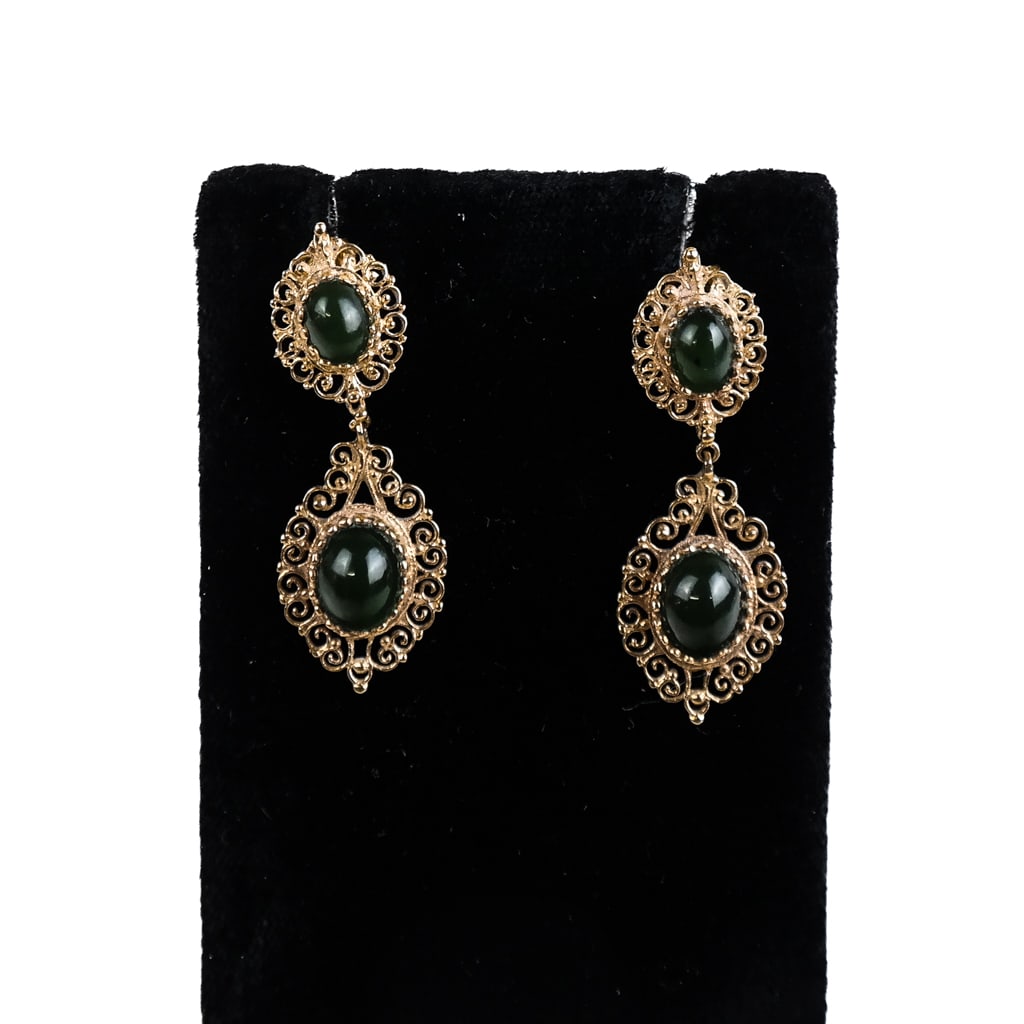14K Gold & Jade Dangle Earrings (1 of 4)