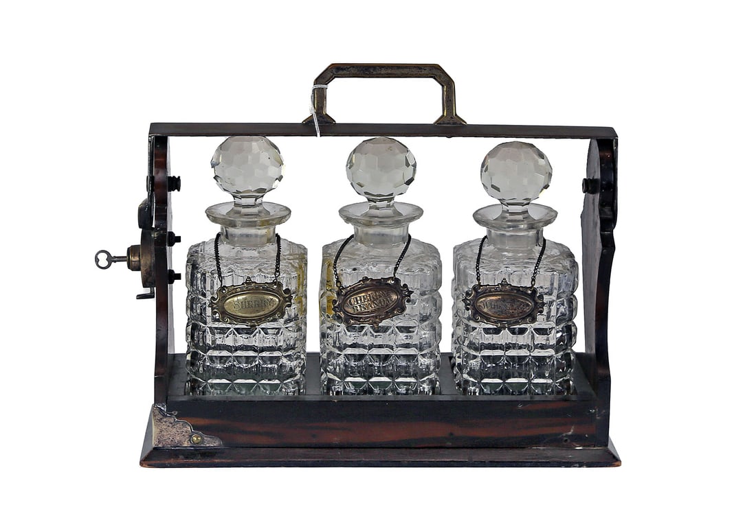 Wooden Tantalus Set with Silver Plated Mountings (1 of 4)