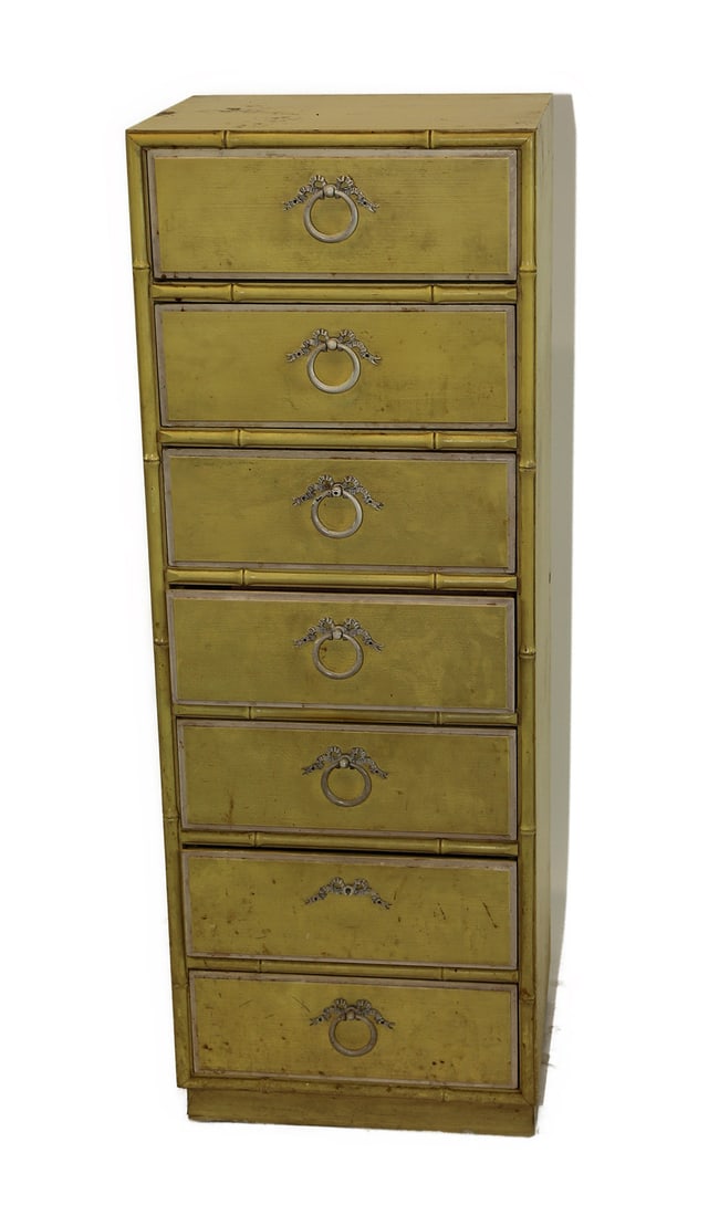 Drexel Yellow Painted Faux Bamboo Semainier (1 of 7)