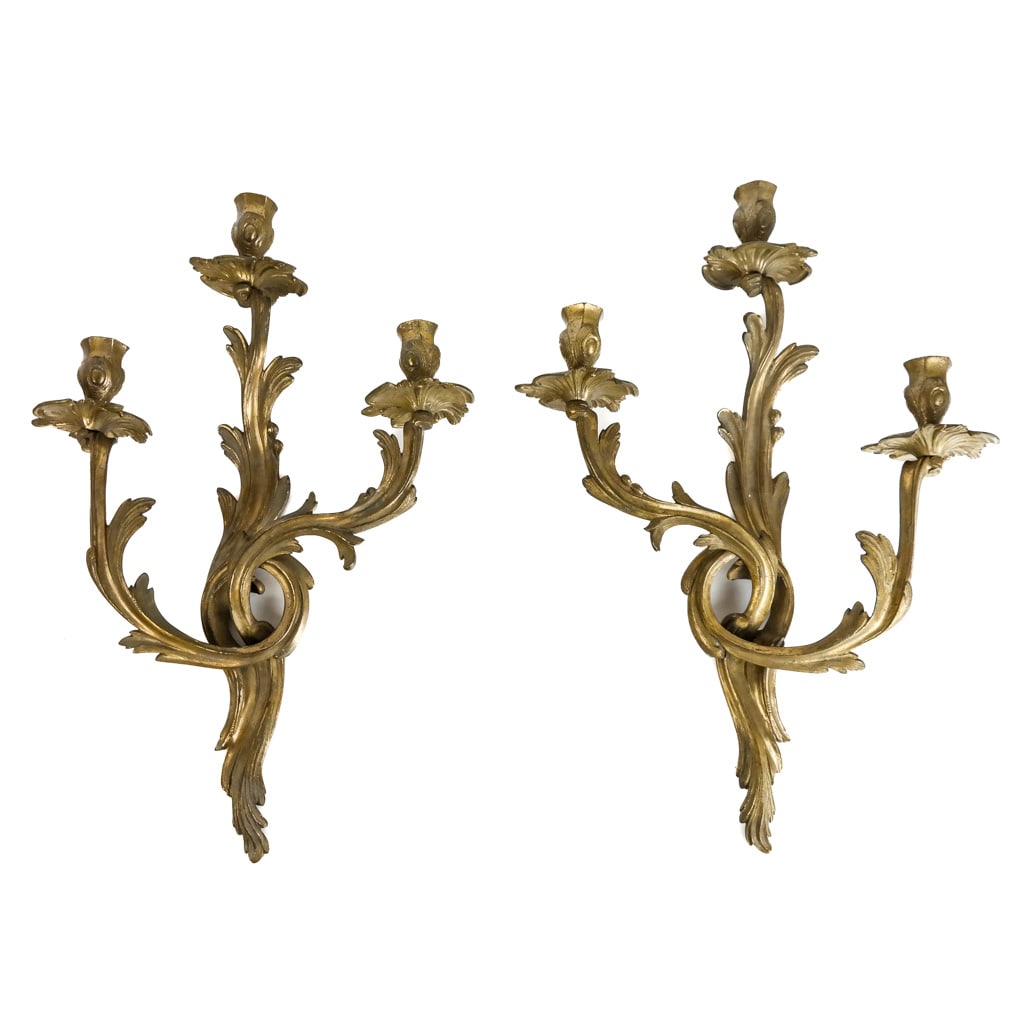 Pair of Louis XV-Style Gilt Bronze Sconces (1 of 18)