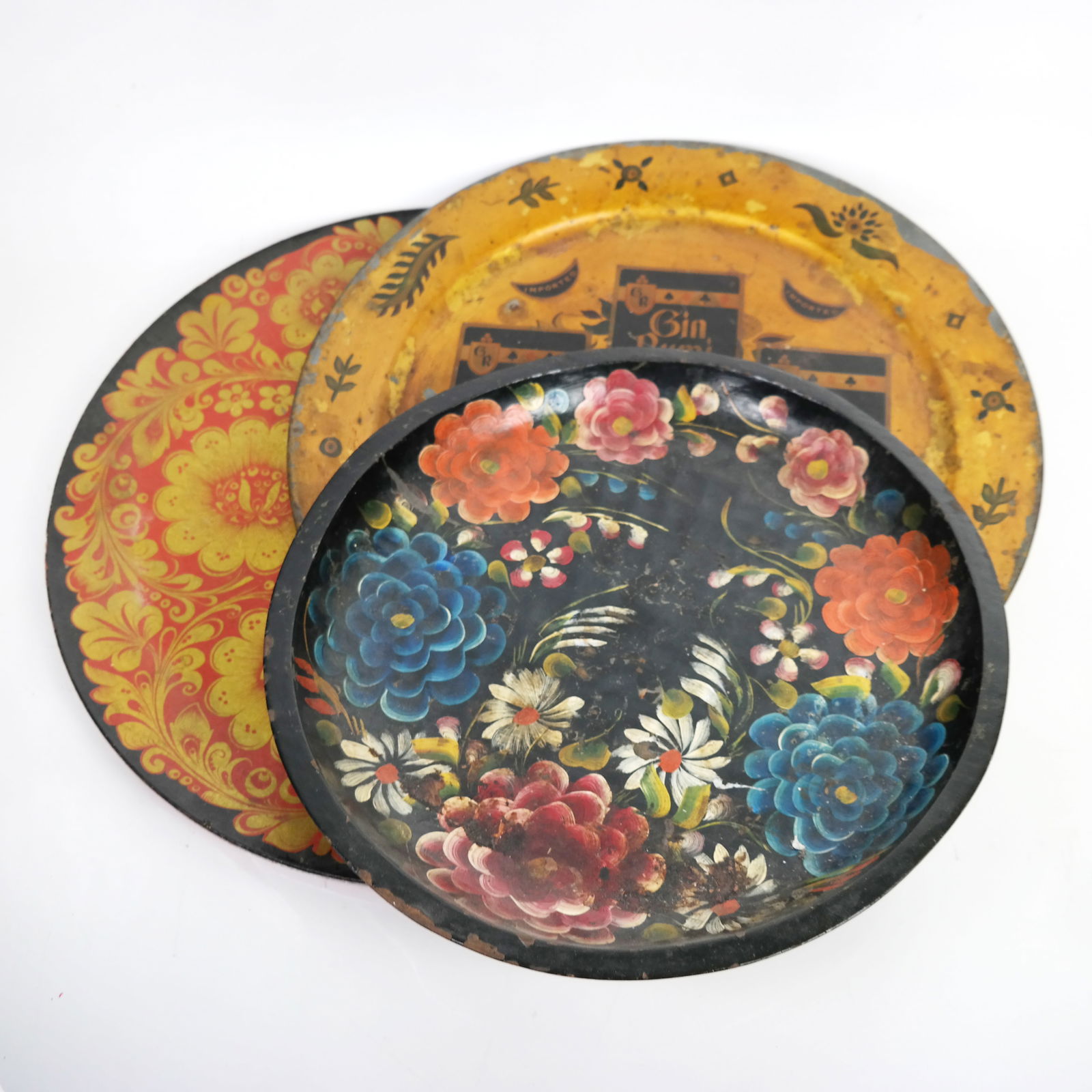 Three (3) Decorated Round Trays (1 of 15)