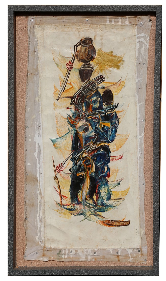 Surrealist Figure - Oil Painting on Linen Fragment (1 of 3)