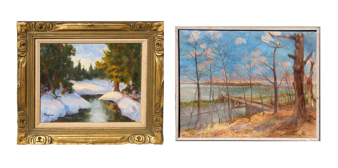 Two Framed Oil on Canvas Landscape Paintings (1 of 10)