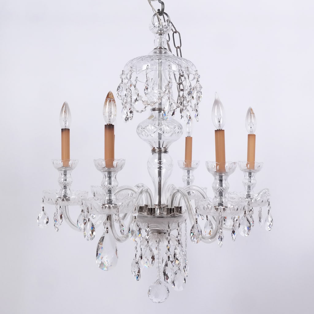 6-Light Waterford-Style Cut Glass Chandelier (1 of 10)