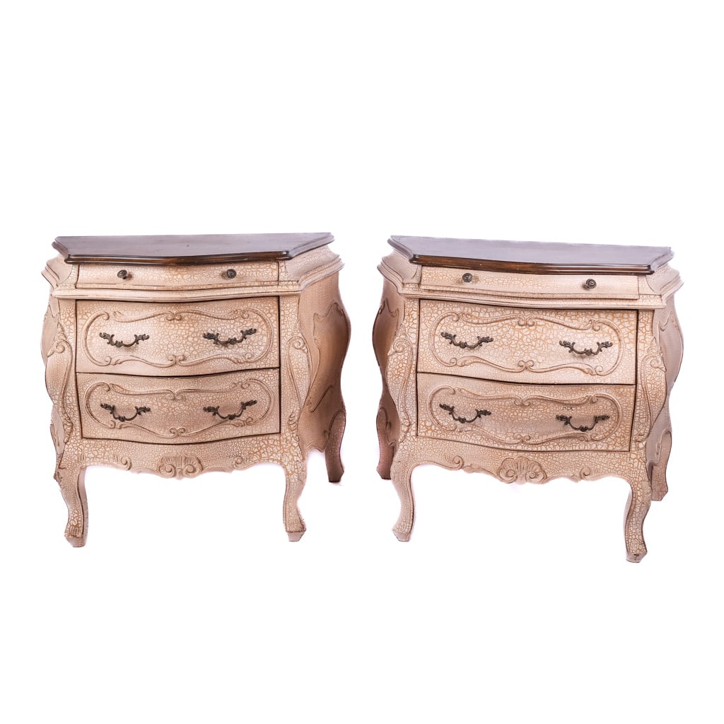 Pair of Venetian-Style Painted Bombe Commodes (1 of 9)