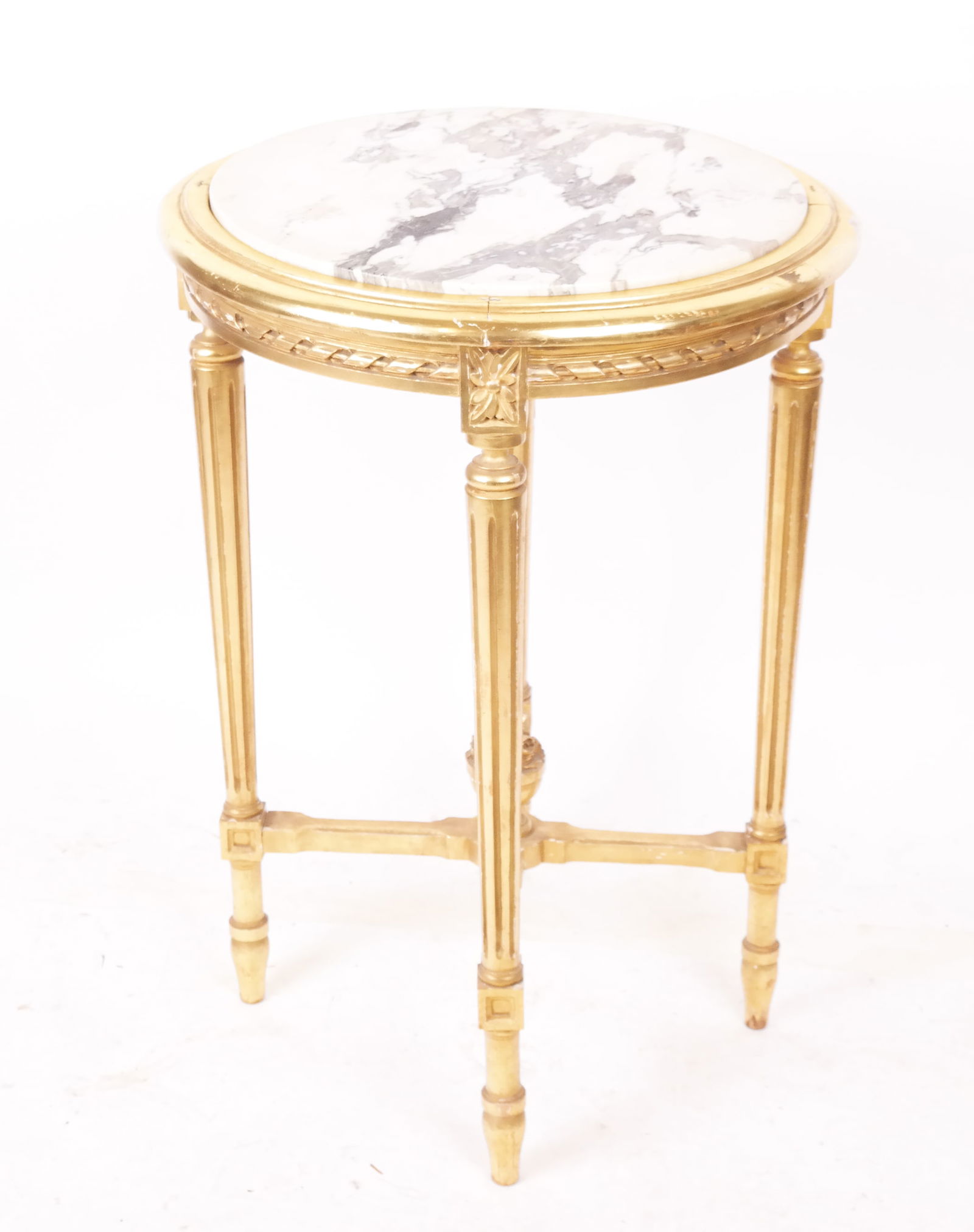 Early 20th C. Gilt Marble Inset Gueridon Table (1 of 7)