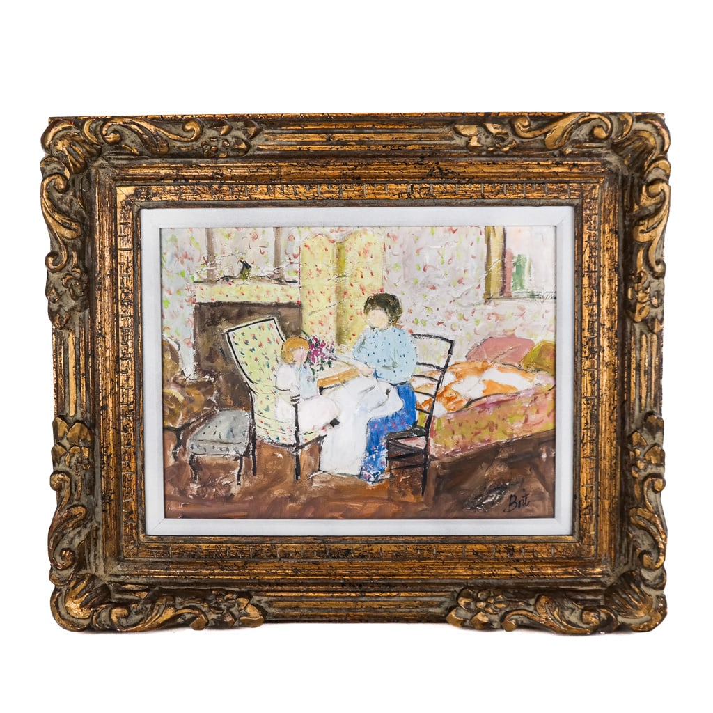 Mother & Child Interior Scene - Oil Painting (1 of 9)