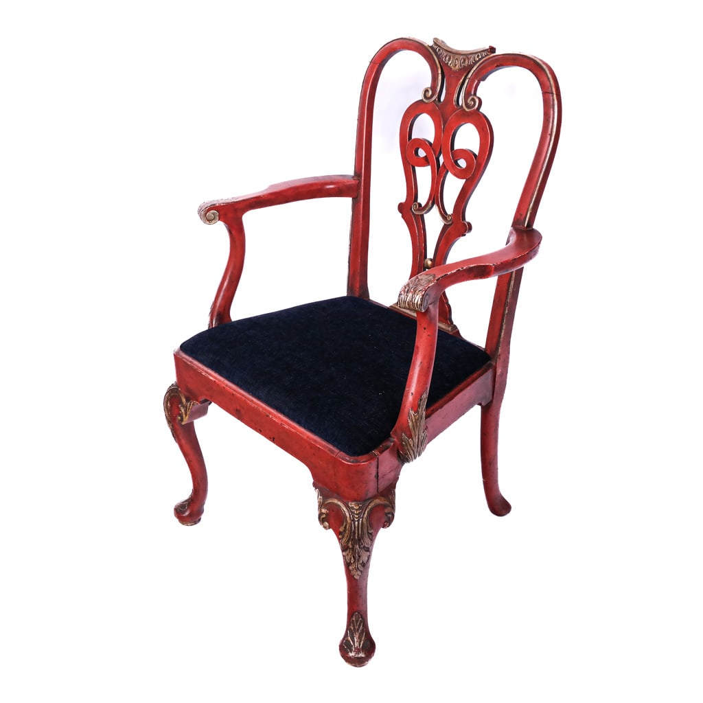 George III-Style Red Painted Armchair (1 of 7)