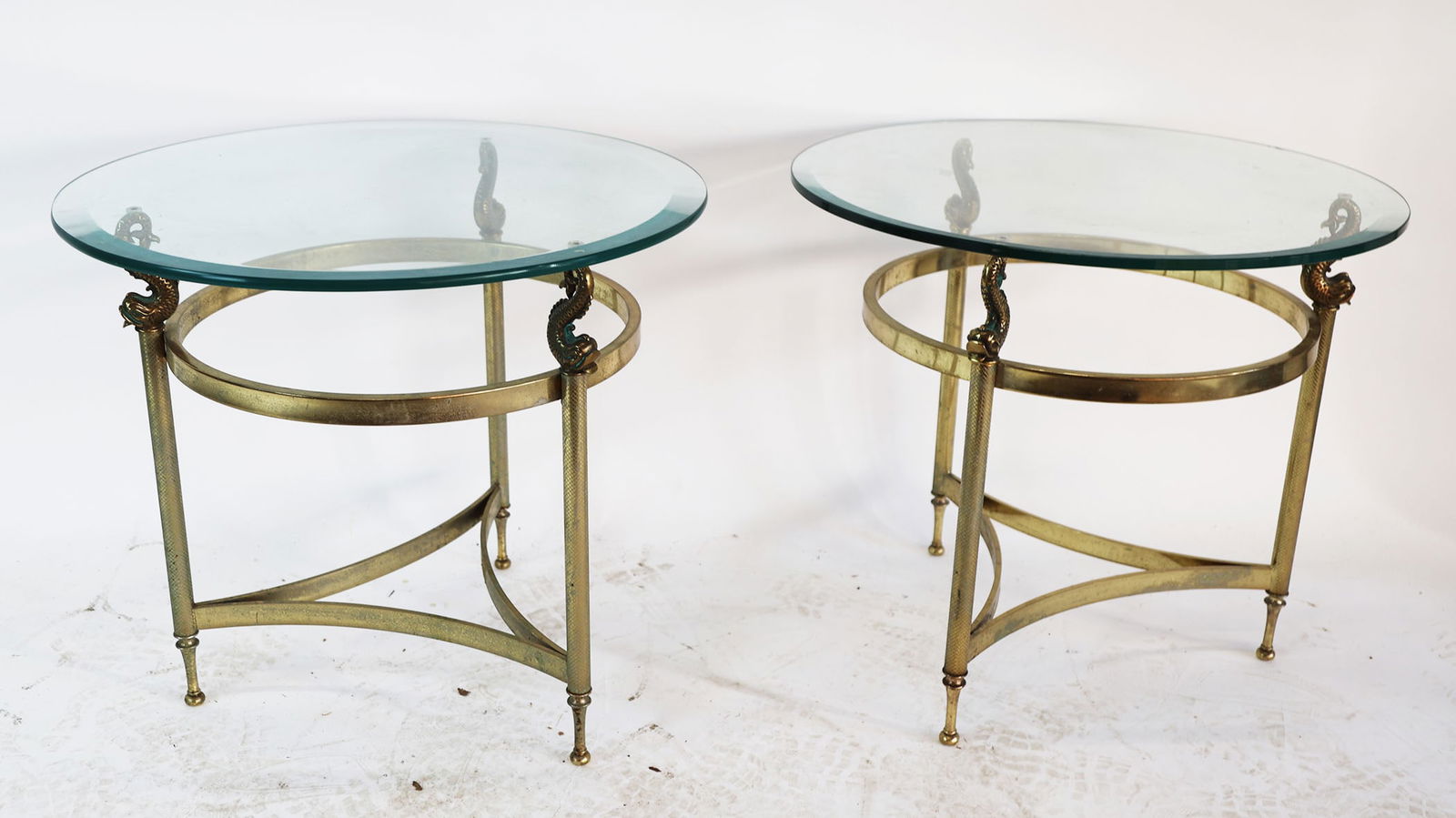 Pair of Dolphin Brass Side Tables (1 of 14)