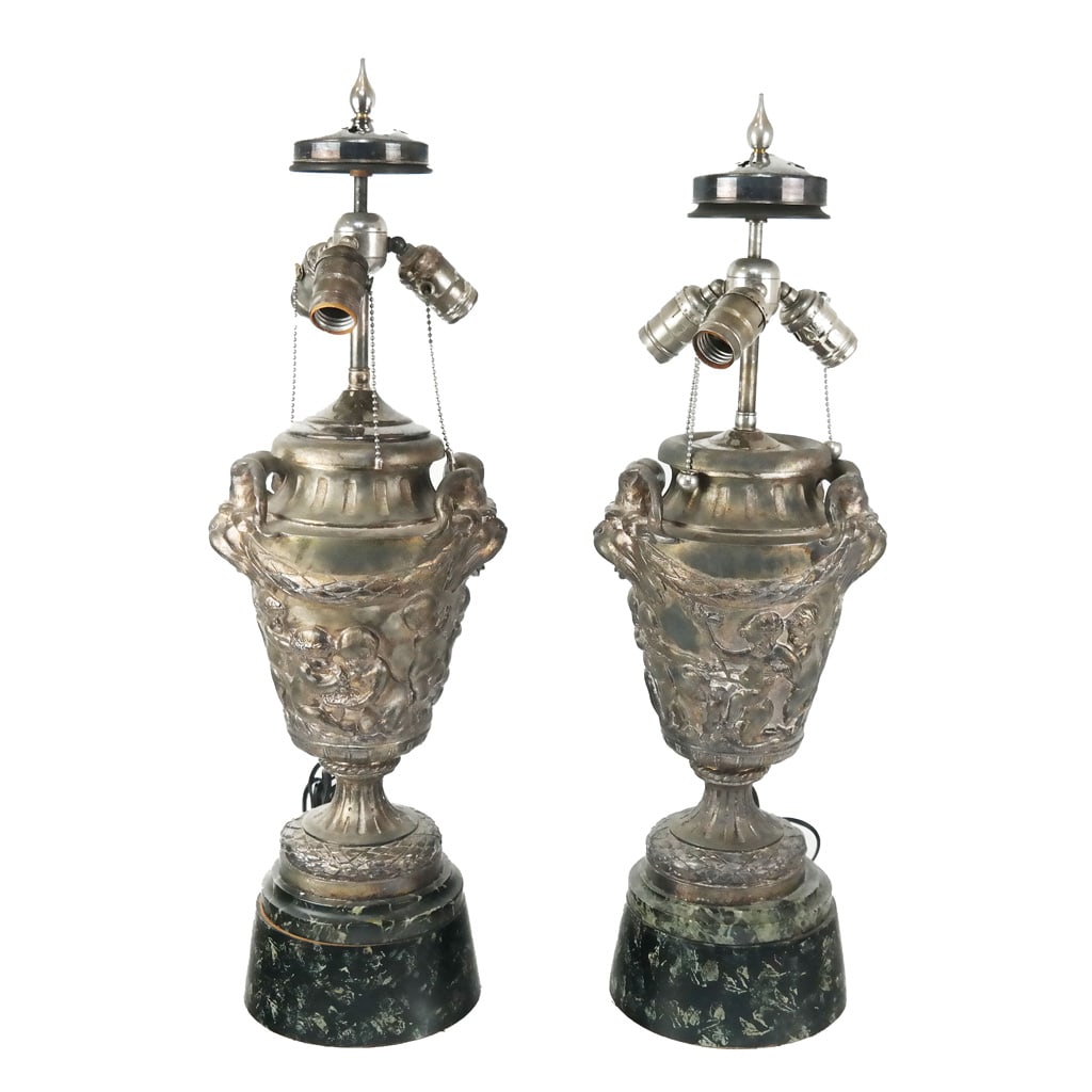 Pair of French Metal Urn Lamps (1 of 11)