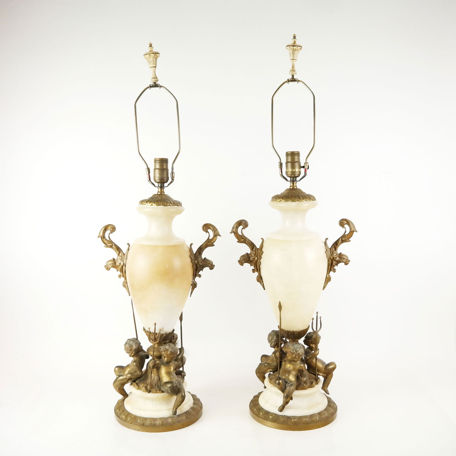 Pair of Empire-Style Alabaster Urn Lamps (1 of 13)