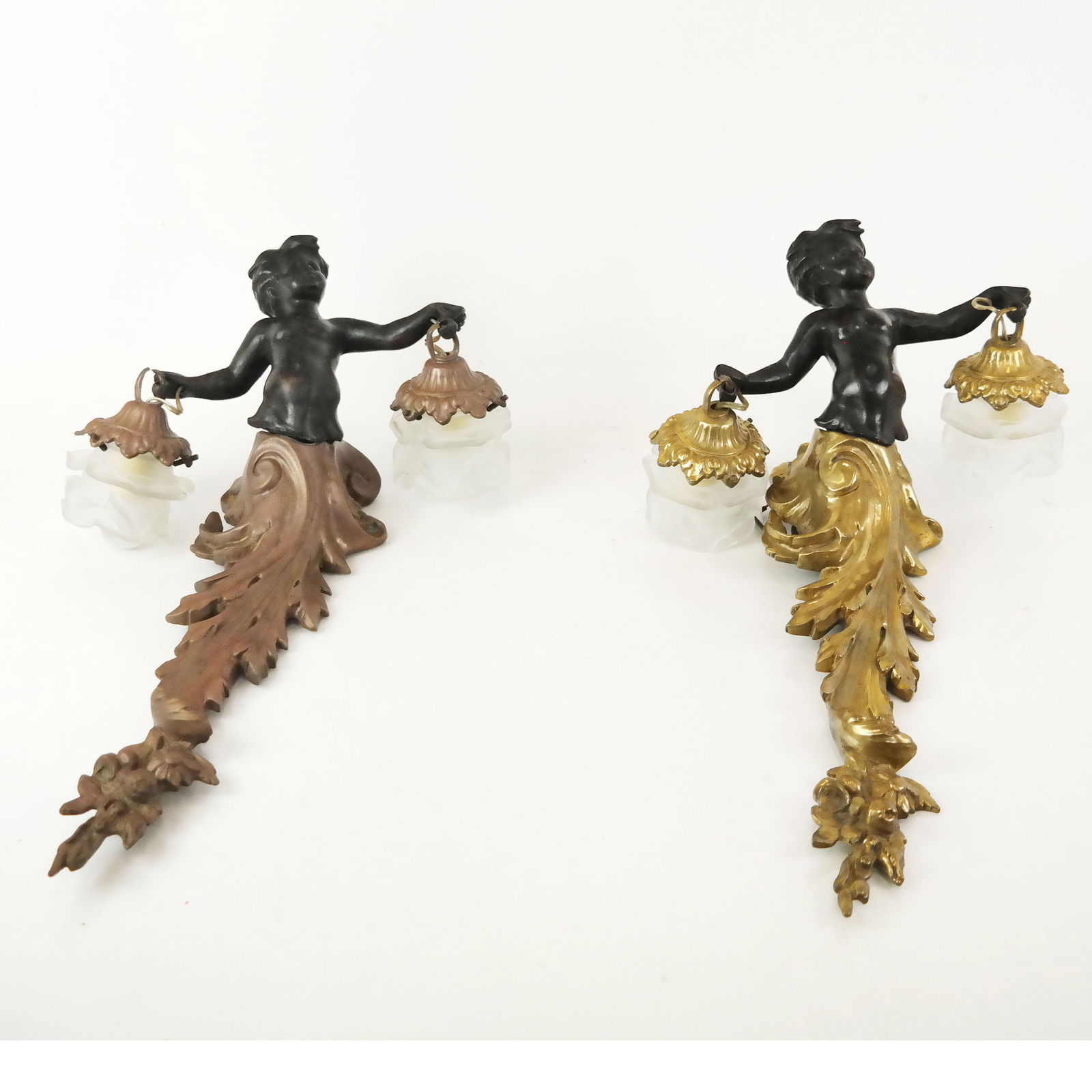 Set of Two (2) Putti Figural Sconces (1 of 9)