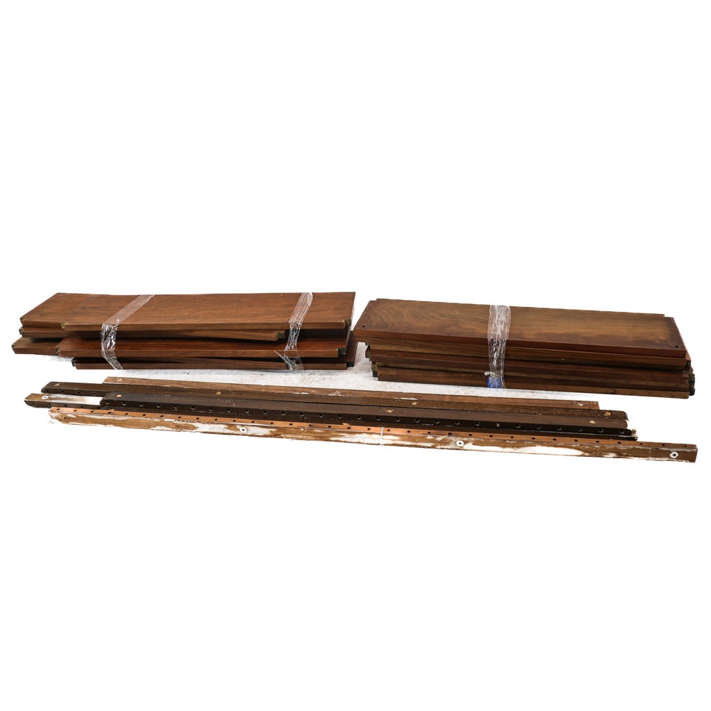 Mid-Century Modern Wood Shelf: Mid-century modern teakwood wall shelving.